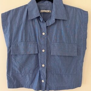 Abercrombie & Fitch S Blue Stripped Utility Shirt